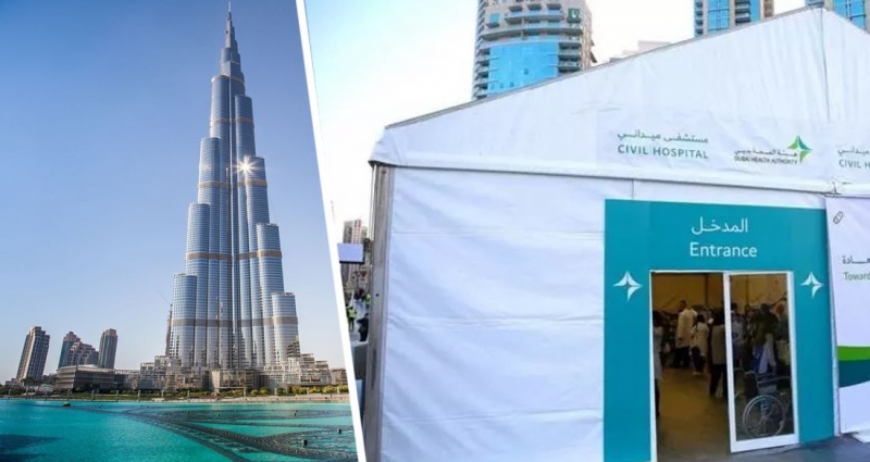 У главного небоскреба Дубая развернули полевой ковидный госпиталь