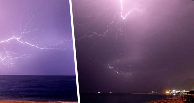 По Анталии ударили сотни молний: туристы побежали на пляж