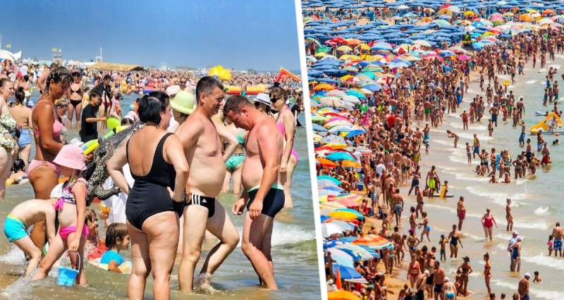 Толпы российских туристов начали загорать стоя в море из-за отсутствия мест на популярном курорте