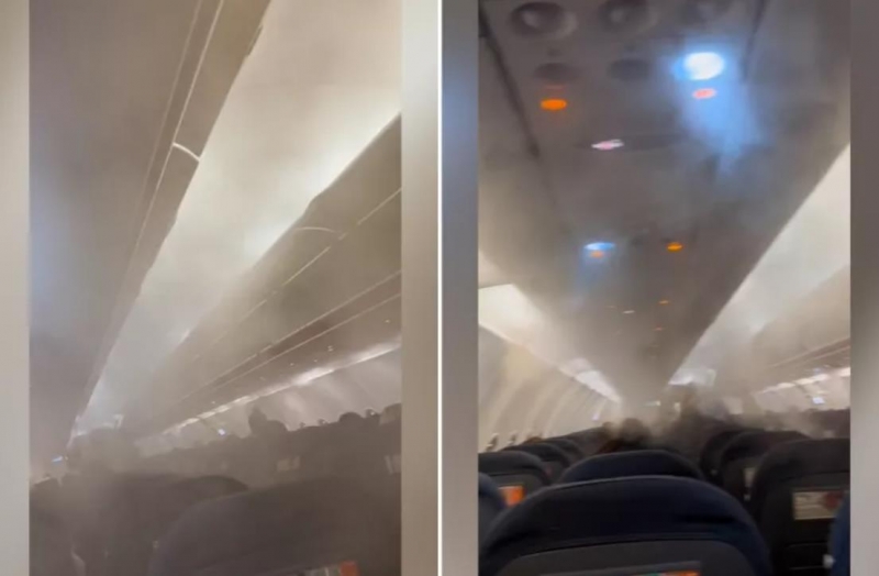Салон самолета окутал густой туман, вызвав переполох