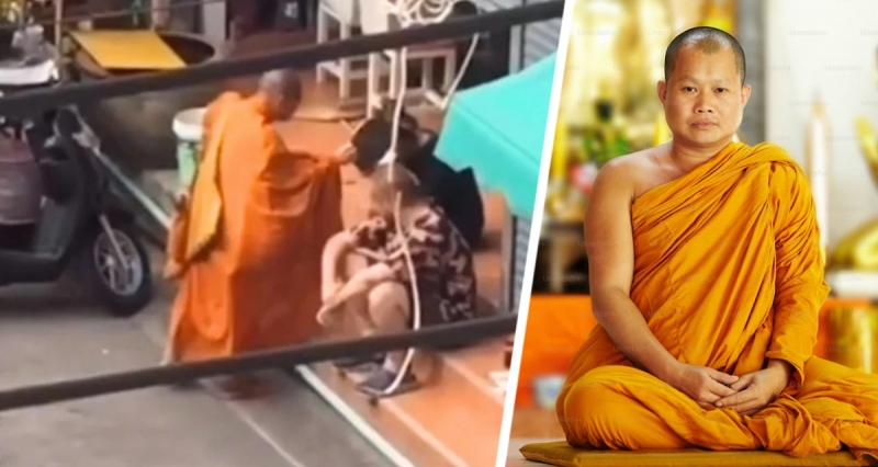 Тайский монах мистическим образом обуздал пьяного российского туриста, устроившего хаос на улице в Паттайе