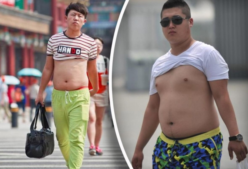 Российская туристка была удивлена, увидев много мужчин с оголенными животами на улицах в Китае