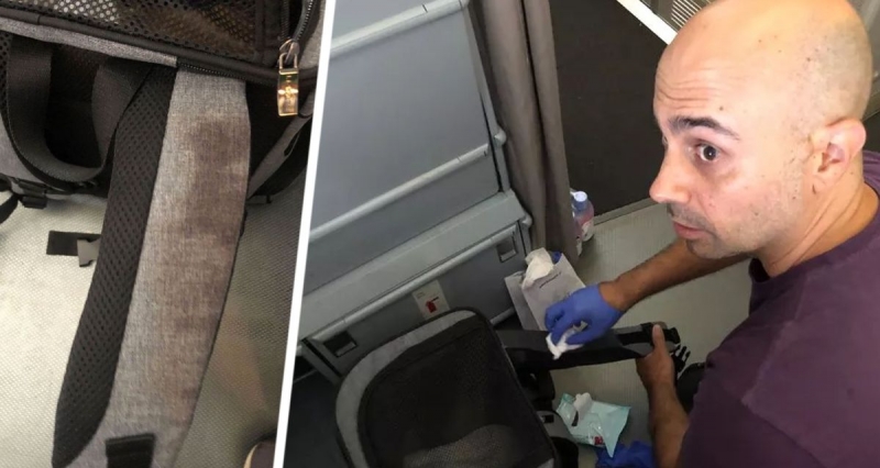 Турист в самолете был шокирован, увидев, что пол под его сиденьем был покрыт кровью и дерьмом